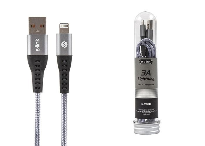 S-link SL-STM12G 3A Lightning Metal Gri Data+Şarj