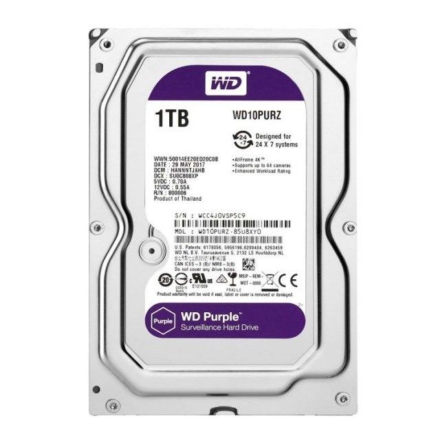 1 TB WESTERN DIGITAL  SATA3 INTELLIPOWER  64MB  PURPLE WD10PURZ (7/24 GUVENLIK DISKI)