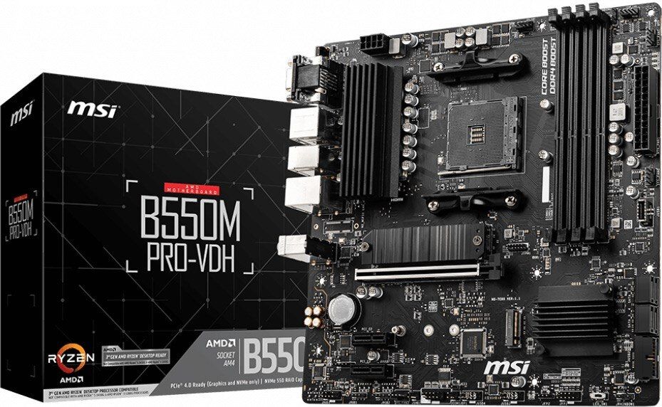 MSI B550M PRO-VDH WIFI B550 DDR4 Vga GLan mATX HDMI DVI M.2 USB3.2 WIFI AM4 AMD Anakart