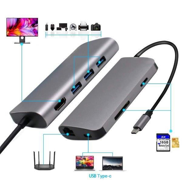 CODEGEN CDG-CNV40 USB 3.1 Type-C - USB 3.0+ RJ45 + SD/Micro Sd Kart